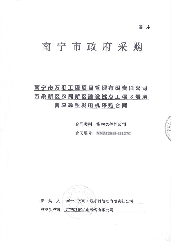 南宁市万町工程项目500KW里卡多柴油发电机组